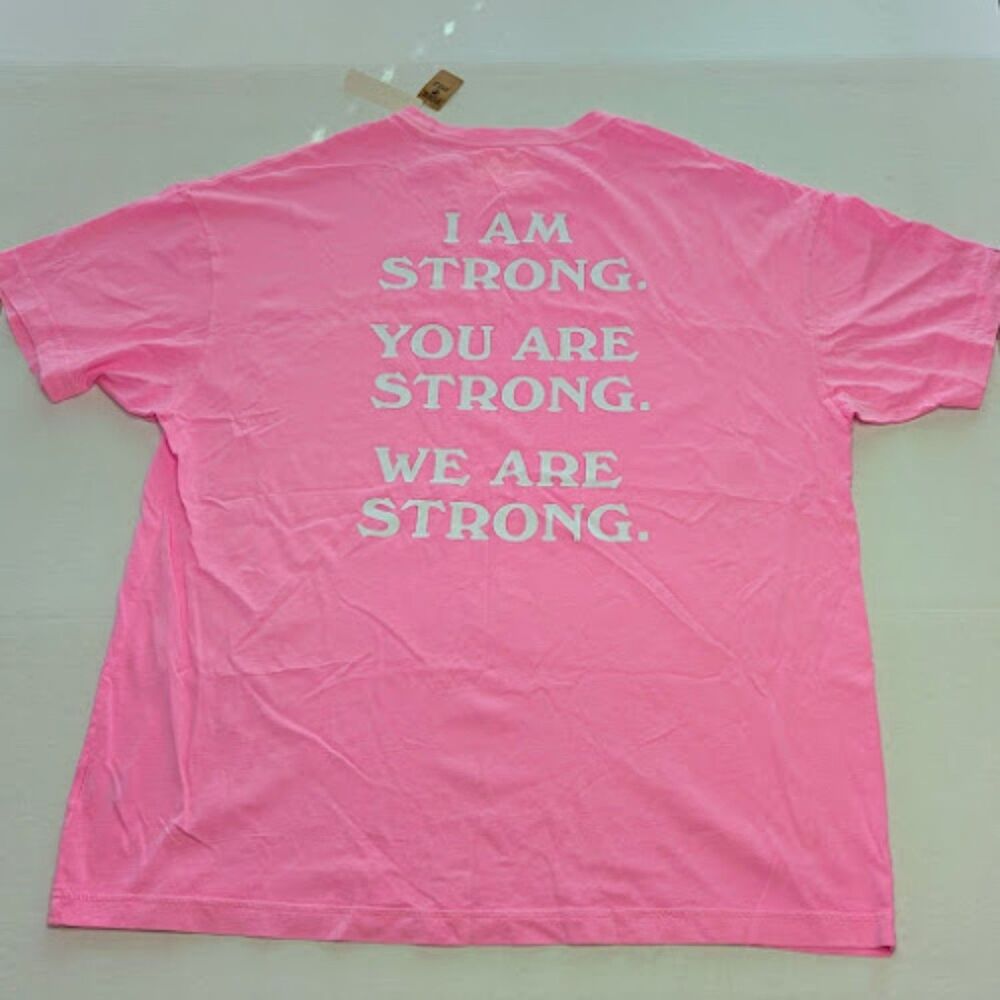 NWT Victoria's Secret PINK "I Am Strong" Oversized Neon Bubble Pink T-Shirt